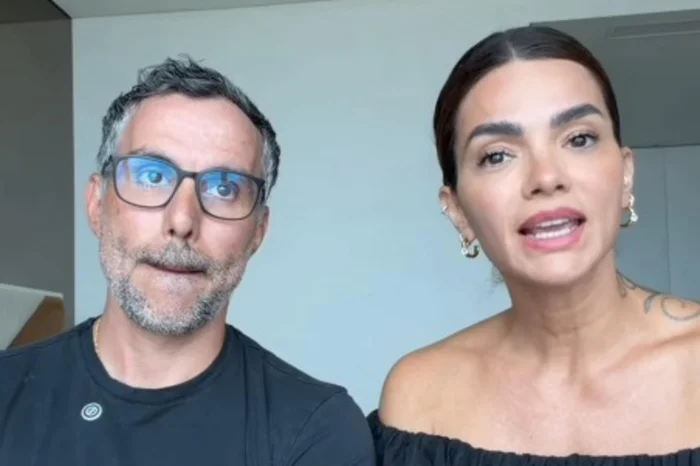 Cantora Kelly Key e o marido Mico Freitas relatando ameaças de vizinho em vídeo nas redes sociais.