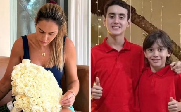 Sarah Araújo emocionada durante entrevista sobre a morte dos filhos Miguel e Benício em Itumbiara.