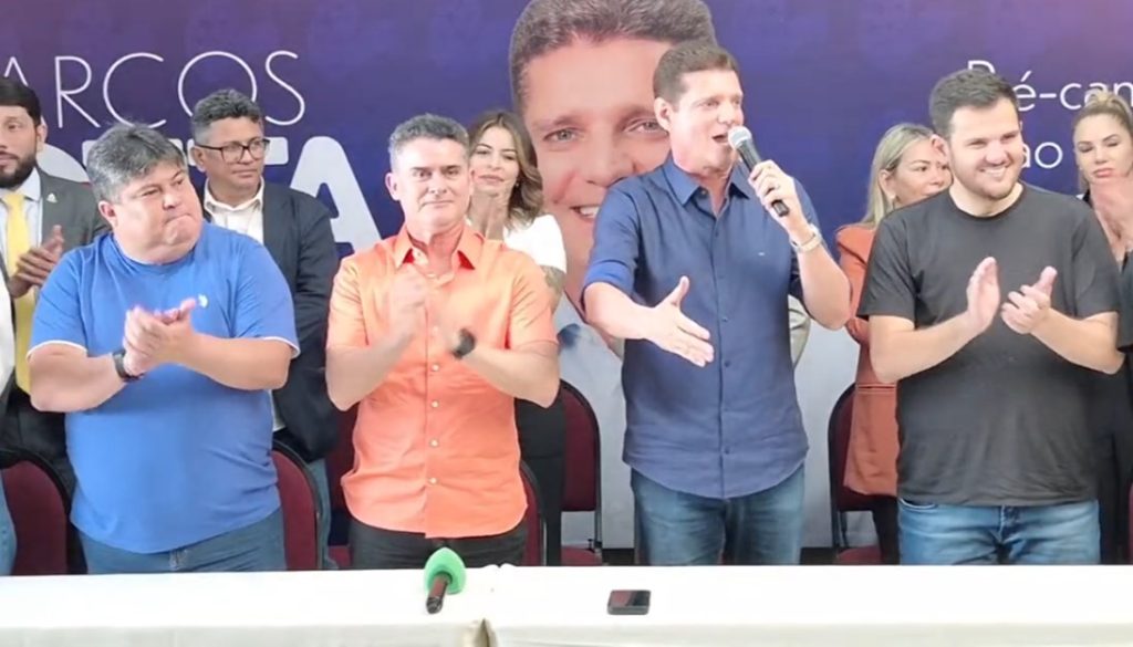Marcos Rotta e David Almeida durante coletiva de imprensa sobre pré-candidatura ao Senado
