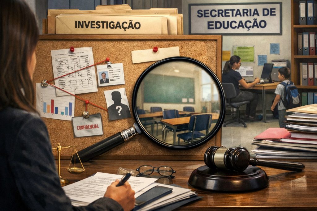 ilustração representando investigação do ministério público sobre educação em novo aripuanã