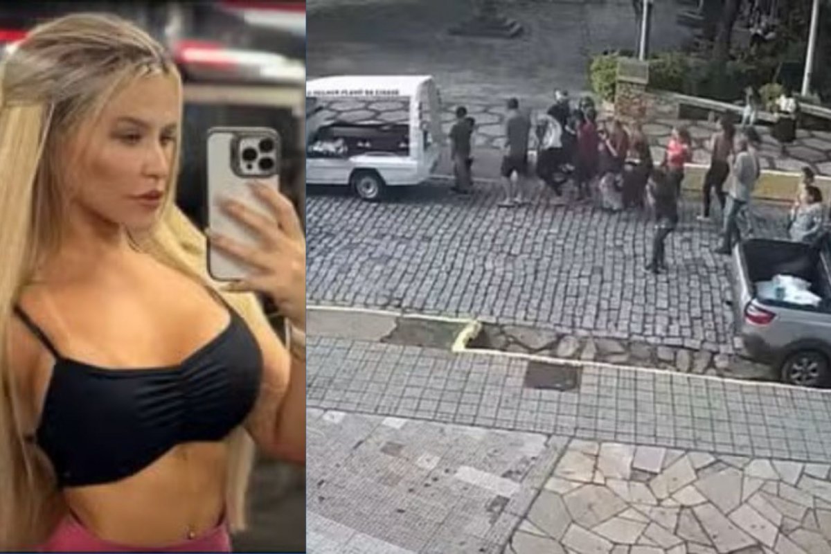 Câmera de segurança registra momento em que dupla em moto atira contra mulher durante velório em Baependi