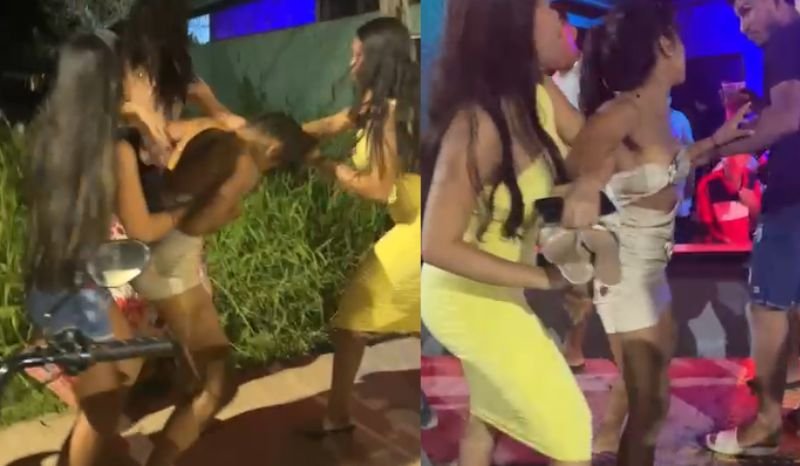 Registro de briga generalizada entre mulheres em frente a uma adega no município de Jutaí no Amazonas.