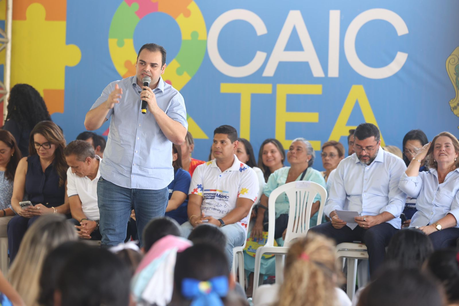 Inauguração do CAIC TEA Dr. Afrânio Soares em Manaus com estrutura adaptada para o atendimento especializado de crianças com autismo.