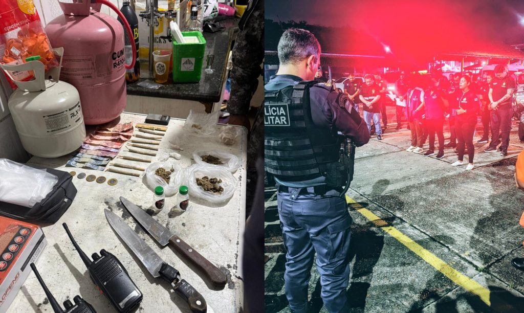 Agentes da Operação Impacto realizando fiscalização em adegas na zona centro-oeste de Manaus durante ação da SSP-AM.