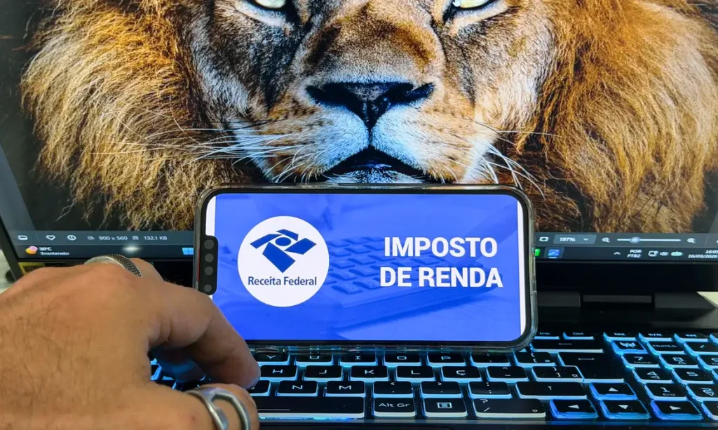 Pessoa acessando sistema da receita federal para consultar restituição da malha fina do imposto de renda