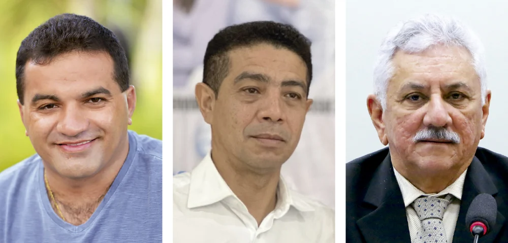 Deputados Maranhãozinho, Pastor Gil e Bosco Costa no banco dos réus em montagem fotográfica