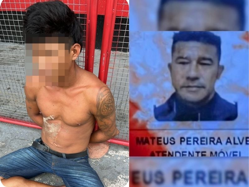 Prisao de suspeito de envolvimento na morte de vigilante em creche na zona leste de Manaus pela policia civil.