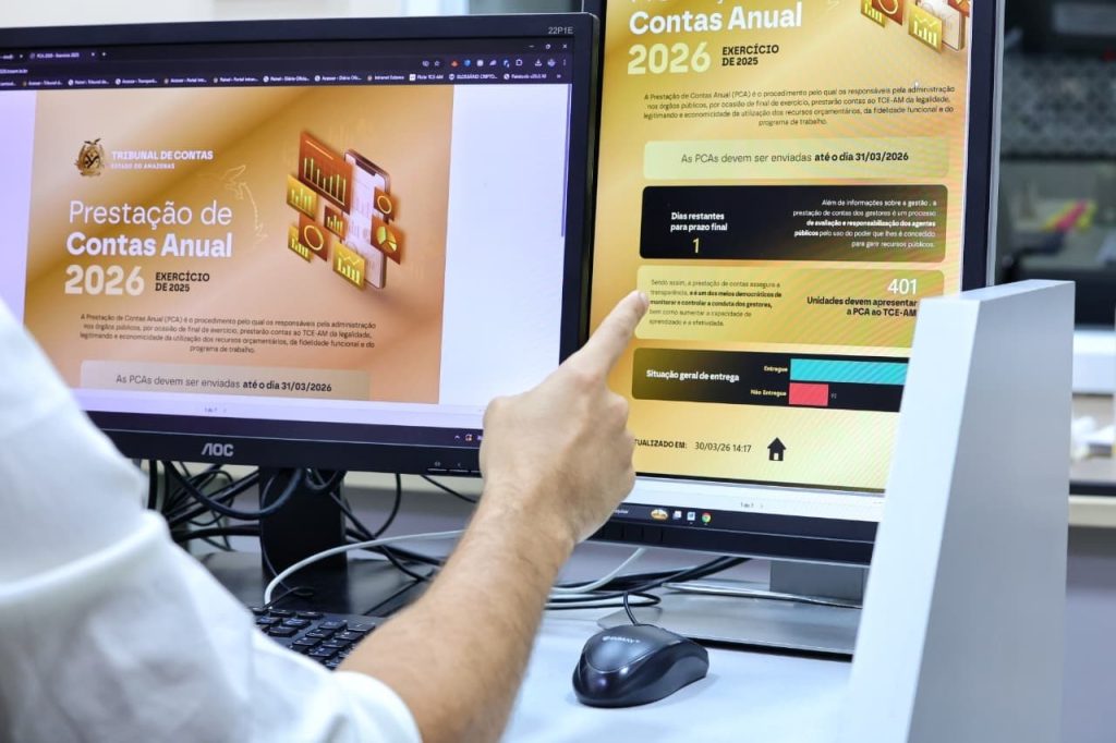 Fachada do Tribunal de Contas do Amazonas em destaque para alerta de prazos legais.