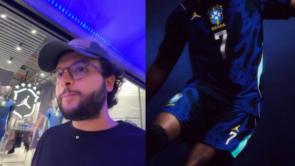nova camisa reserva da seleção brasileira com o logotipo da jordan brand no peito