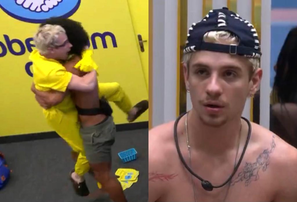 Juliano Floss e Breno se encontrando no Quarto Secreto do BBB 26 após a dinâmica do Paredão Falso.