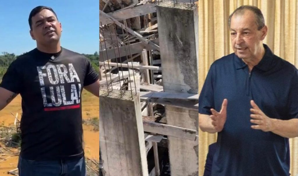Estruturas de concreto inacabadas em terreno baldio simbolizando o abandono da Cidade Universitária no estado do Amazonas.