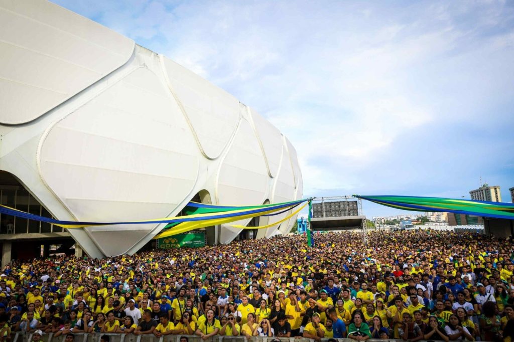 Vista externa da Arena da Amazônia em Manaus um dos principais estádios da região norte do Brasil