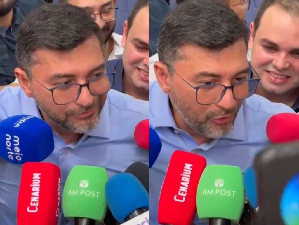 Governador Wilson Lima durante entrevista coletiva sobre as eleicoes de 2026 no Amazonas.