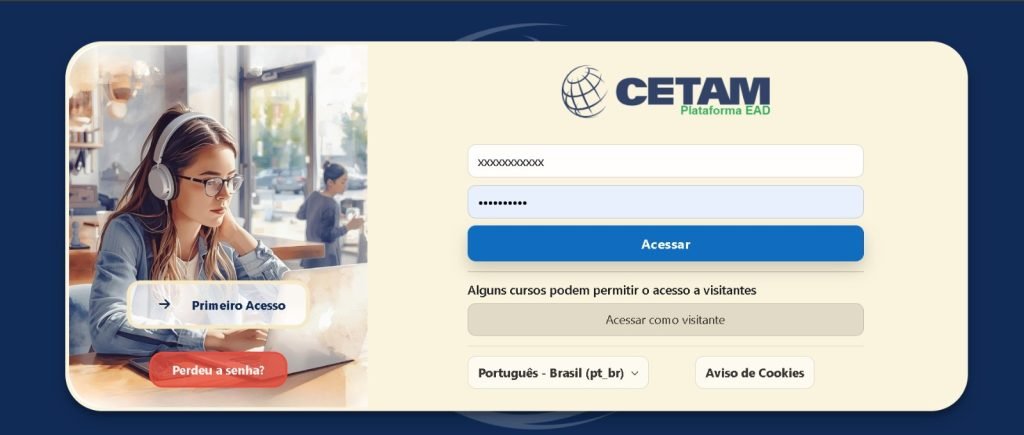 Estudante acessando portal do Cetam para inscrição em cursos gratuitos online no Amazonas