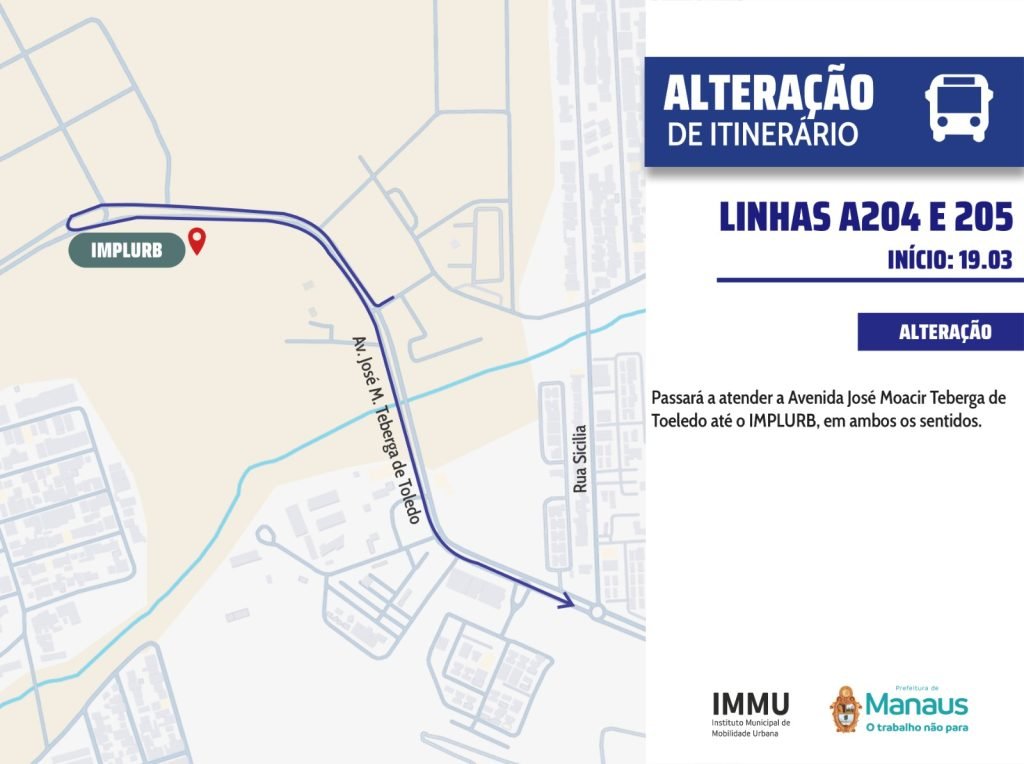 onibus do transporte coletivo de manaus circulando em avenida no bairro planalto para atender novo itinerario