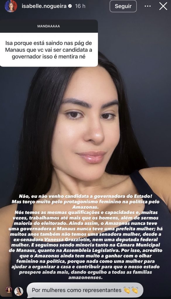 Isabelle Nogueira, ex-BBB e cunhã-poranga do Boi Garantido.