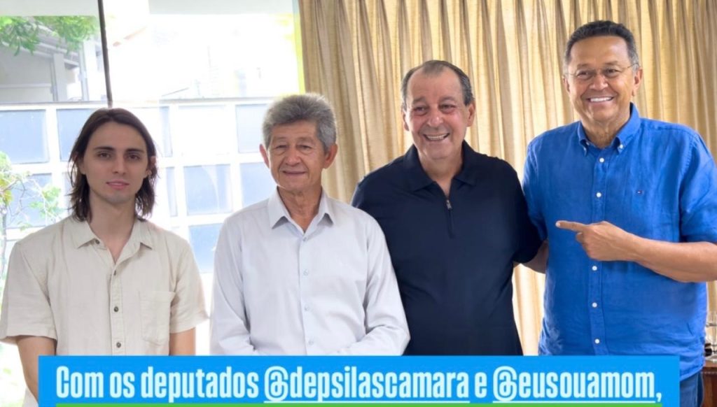 Amom Mandel em reuniao com Omar Aziz e Silas Camara para articulacao politica no Amazonas