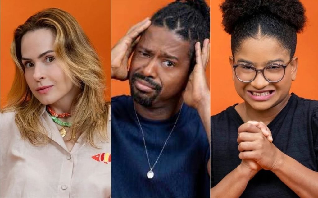 Participantes Ana Paula Renault, Leandro Boneco e Milena no cenário do Big Brother Brasil 26 aguardando decisão do paredão.