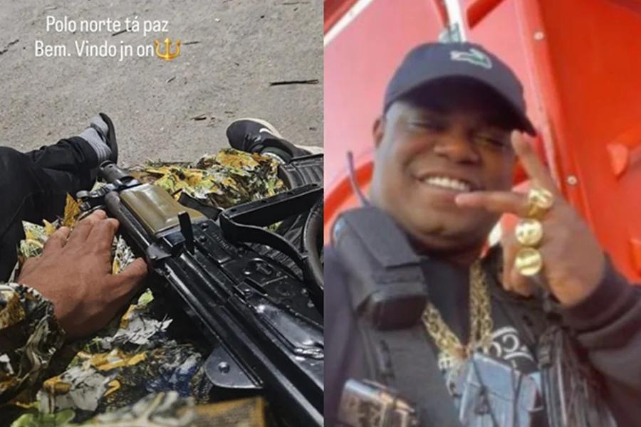 Integrantes de facções criminosas exibem fuzis e joias de ouro em vídeo que sugere aliança entre grupos rivais no Rio de Janeiro.