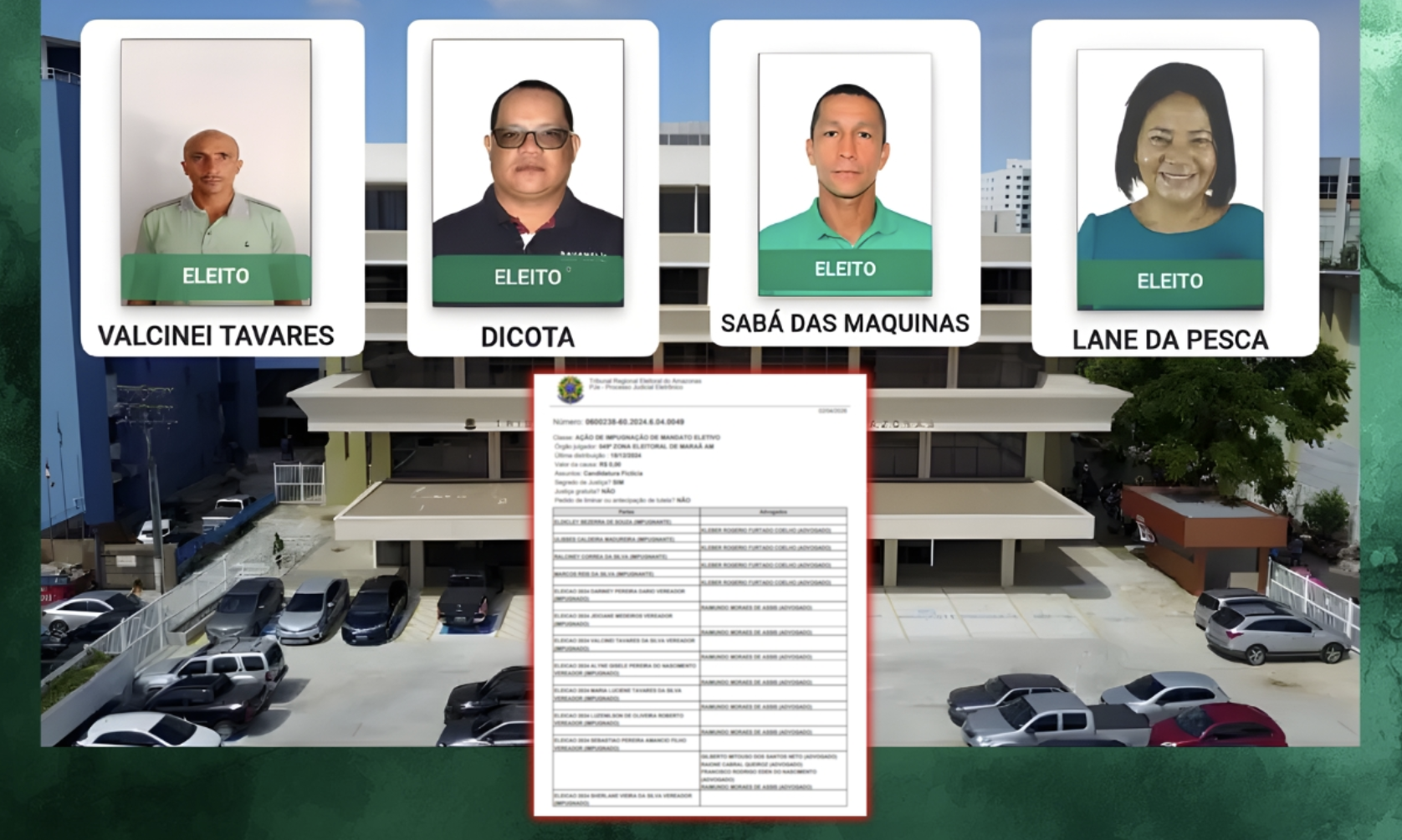 Fachada do Tribunal Regional Eleitoral simbolizando a cassação de vereadores em Maraã por fraude na cota de gênero nas eleições de 2024.