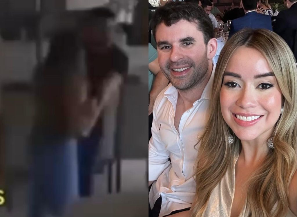 Captura de vídeo de câmera de segurança mostrando discussão entre a influenciadora Laís Albano e o médico Filipe Lobão em Manaus.