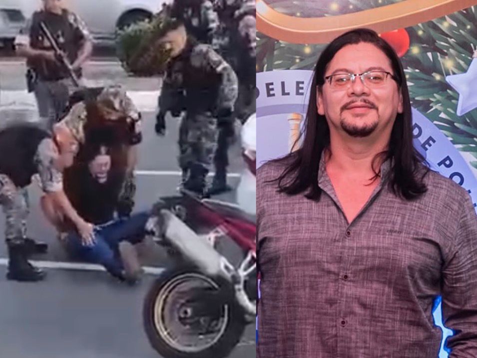 Delegado Fabiano Rosas sendo detido por agentes da Rocam em Manaus durante operação policial