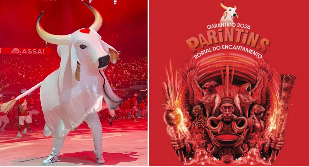 Integrantes do Boi Garantido se apresentam no palco para o lançamento do novo álbum em Manaus