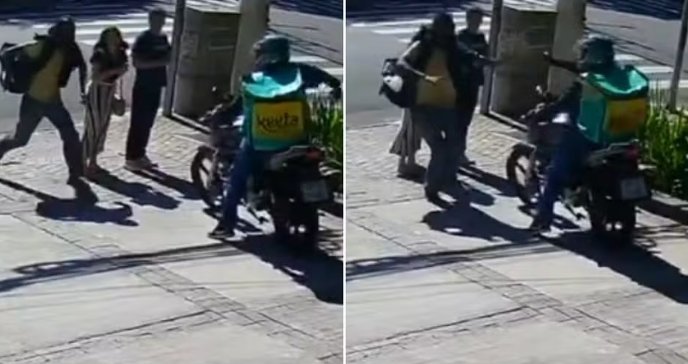 Fachada de rua no bairro de Moema isolada pela polícia após crime de latrocínio durante assalto.