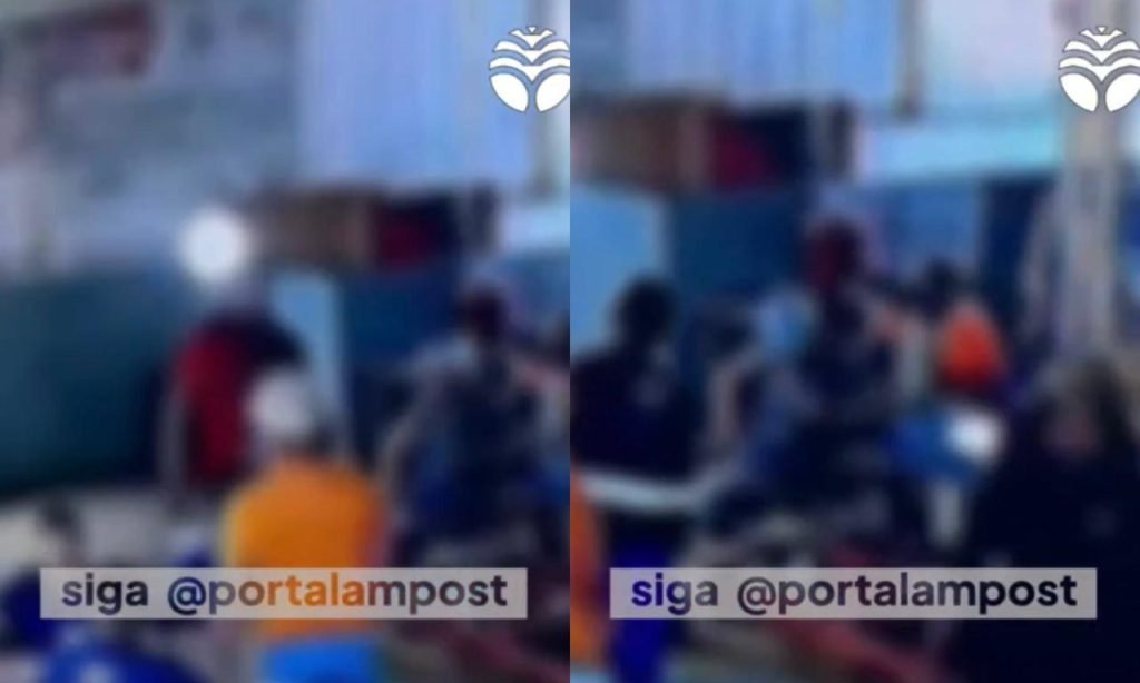 Homem sendo preso pela polícia civil após tentativa de homicídio em canteiro de obras em Iranduba no Amazonas.