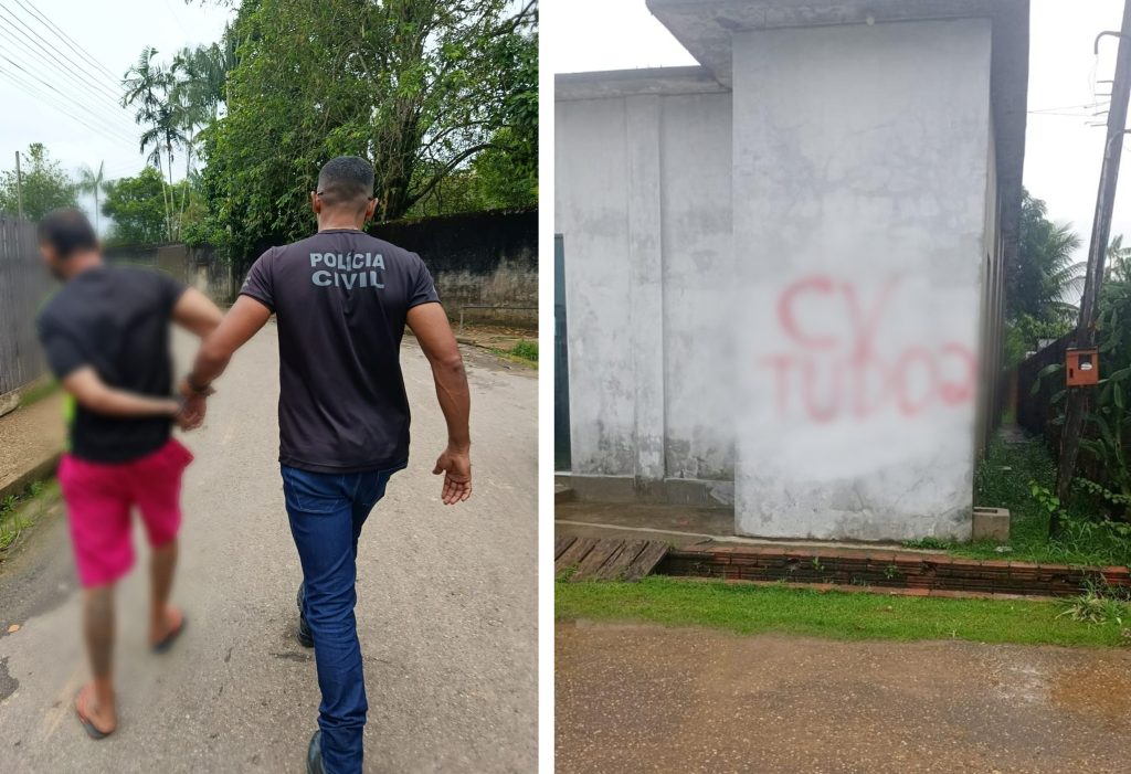 Policial civil realiza prisão de homem suspeito de pichar muros com siglas de facções criminosas em eirunepé