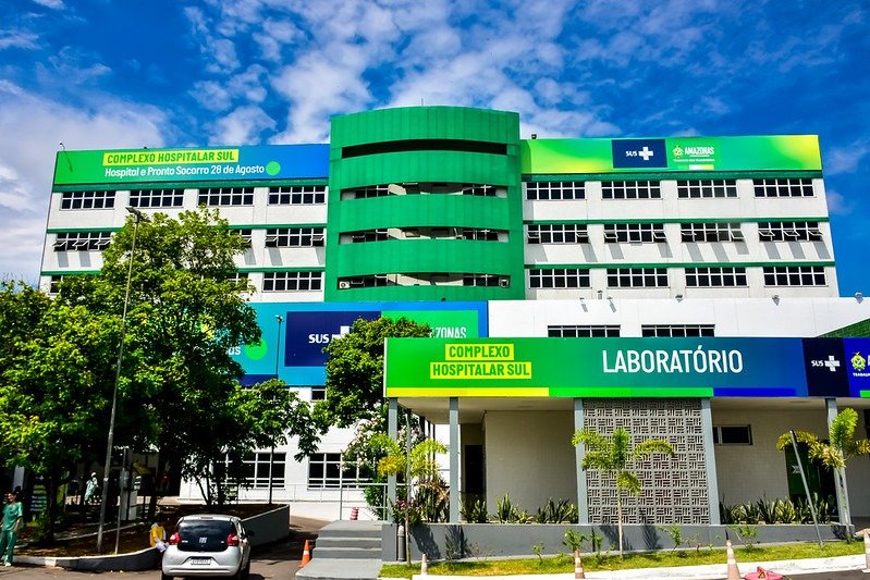 Fachada do Complexo Hospitalar Sul em Manaus que implementou sistema de monitoramento digital para pacientes em uti