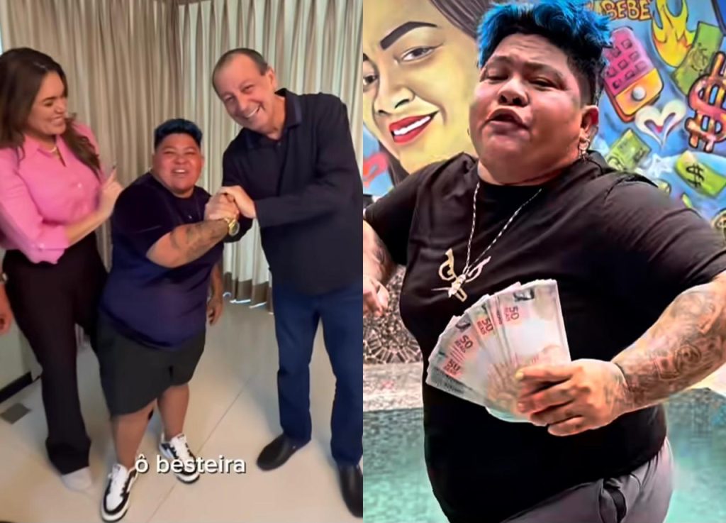 A influenciadora digital Eliana Franco sorrindo durante sua oficialização de filiação ao partido PSD no Amazonas