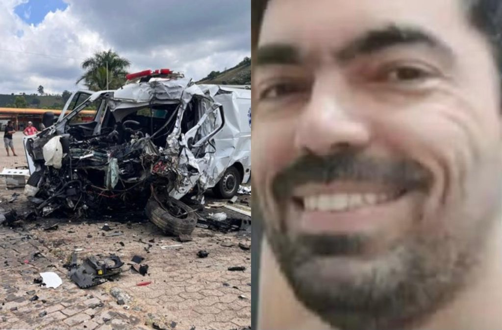 Ambulância da prefeitura de divino envolvida em acidente fatal com carreta na rodovia br 116