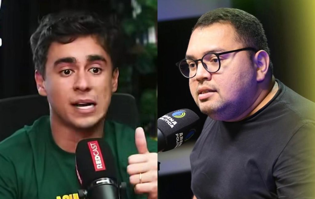 Deputado federal Nikolas Ferreira e o influenciador digital Jean Batista durante anúncio de pré candidatura no Amazonas