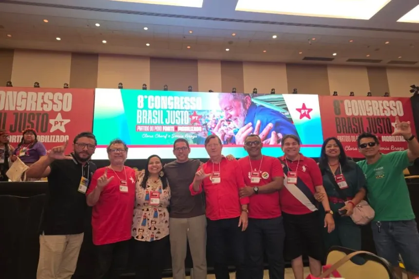 Marcelo Ramos durante congresso nacional do PT onde foi oficializada sua pré-candidatura ao Senado Federal pelo Amazonas.