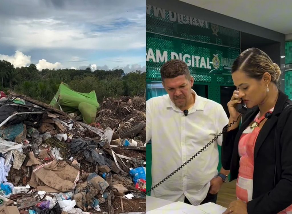 Acúmulo de lixo em área urbana de Iranduba evidenciando descarte irregular denunciado por vereadores ao Ipaam.