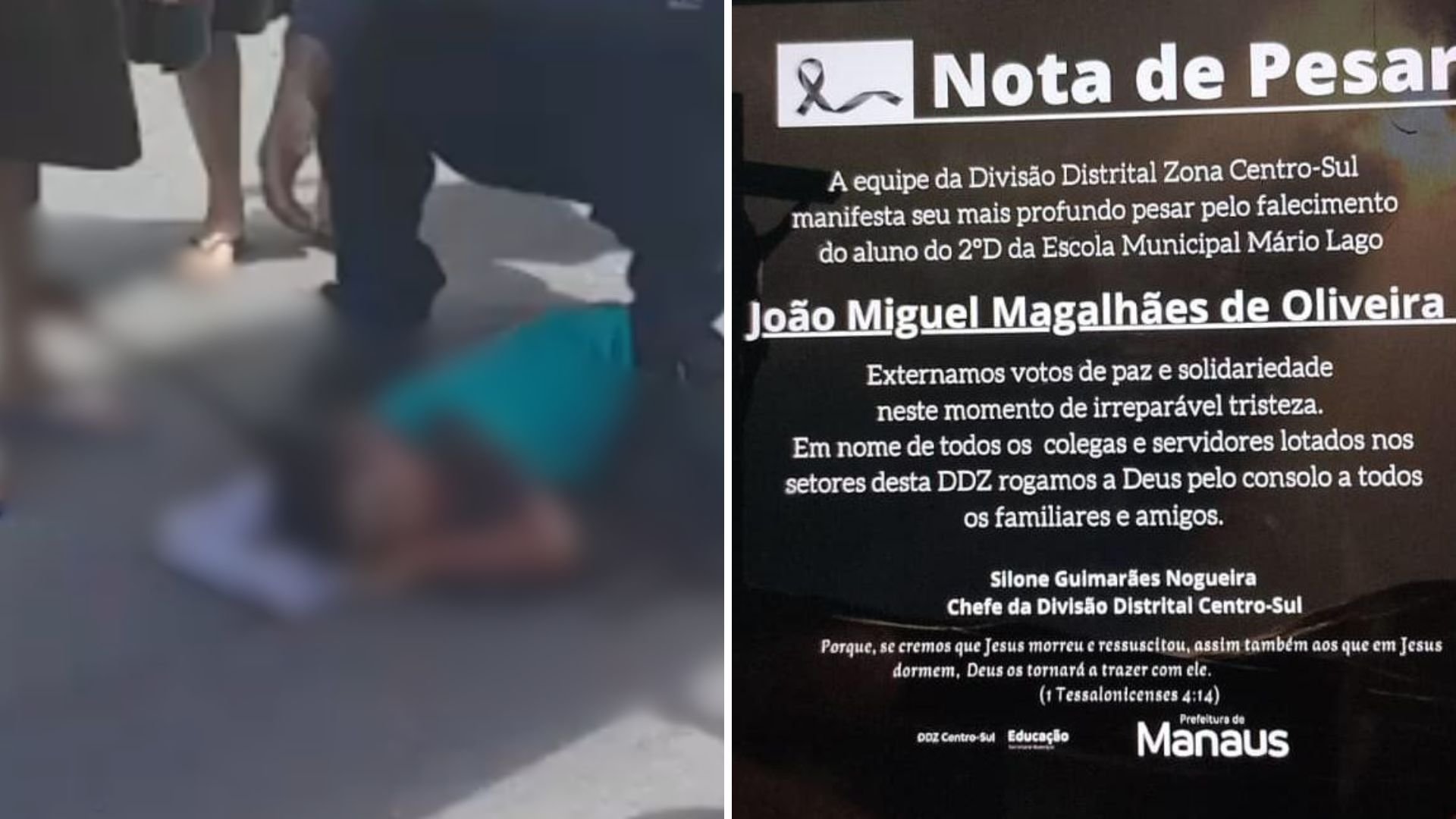 Homenagem ao estudante João Miguel Magalhães de Oliveira da Escola Municipal Mário Lago em Manaus.