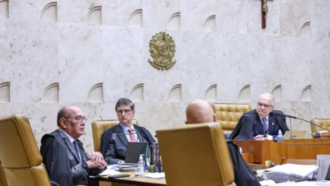 Ministro Gilmar Mendes do Supremo Tribunal Federal durante sessão no STF