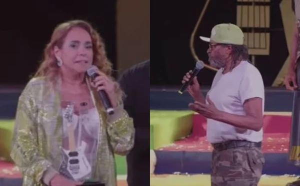 cantores daniela mercury e edson gomes discutem no palco durante evento em salvador