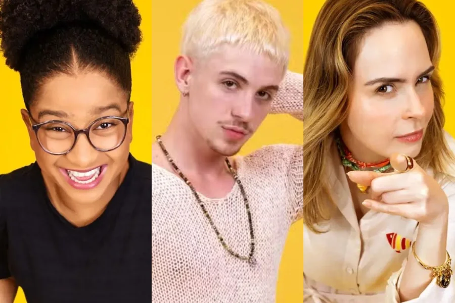 Ana Paula Renault comemora vitória no BBB 26 ao lado dos finalistas Milena Moreira e Juliano Floss na TV Globo