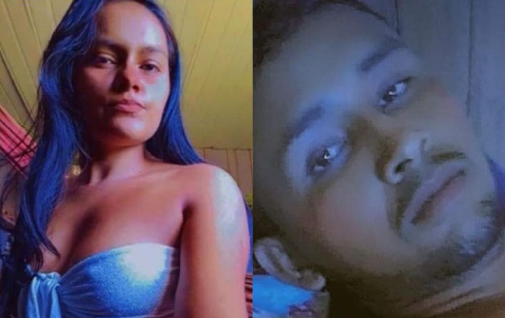 Montagem de fotos das vítimas Alyni Pinheiro e Ramon Santos ao lado de informações sobre o suspeito encontrado morto em Autazes.