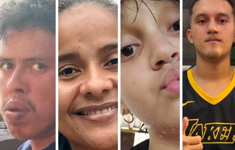 Colagem de fotos com imagens de quatro pessoas desaparecidas em Manaus sendo procuradas pela Polícia Civil.