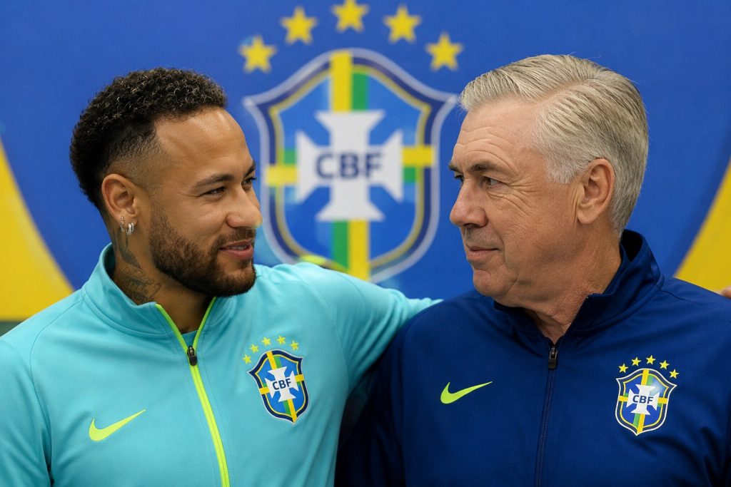 Técnico Carlo Ancelotti fala sobre a permanência do atacante Neymar na seleção brasileira para a disputa da Copa do Mundo.
