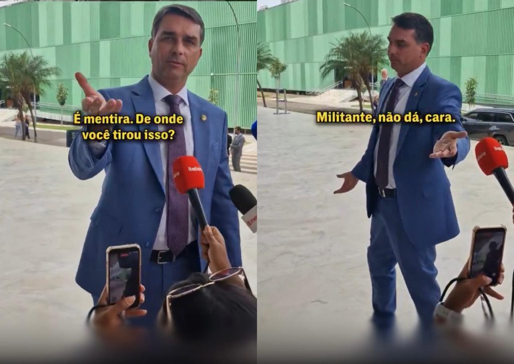 Senador Flávio Bolsonaro em evento relacionado ao filme Dark Horse