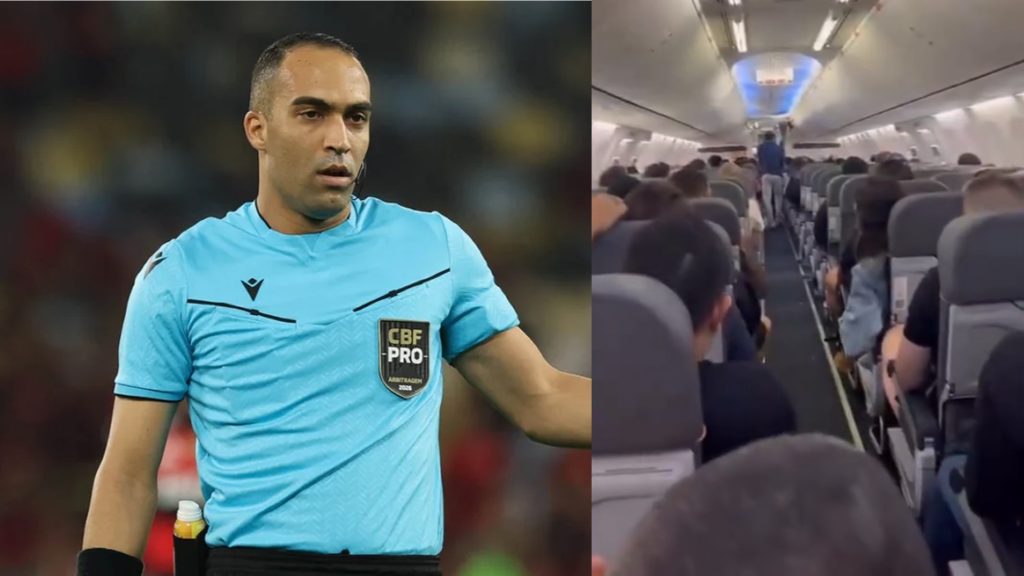 Arbitro Davi Lacerda sendo hostilizado por torcedores no avião