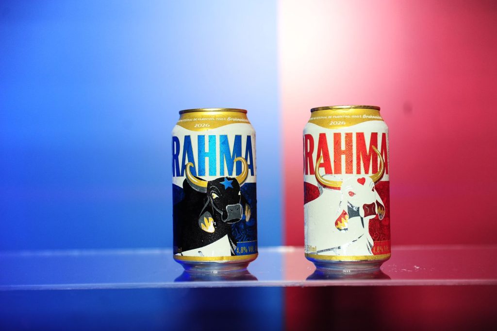 Latas temáticas da Brahma para o Festival de Parintins 2026, homenageando ritmos locais.