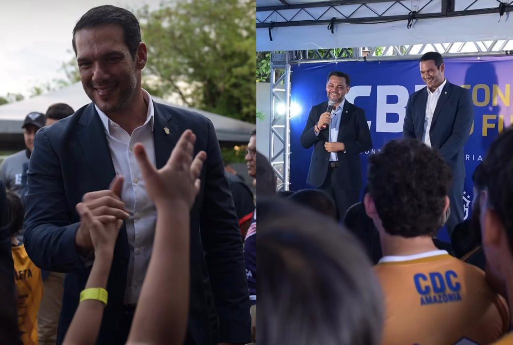 Presidente da CBF, Samir Xaud, durante visita a Manaus para evento com jovens atletas