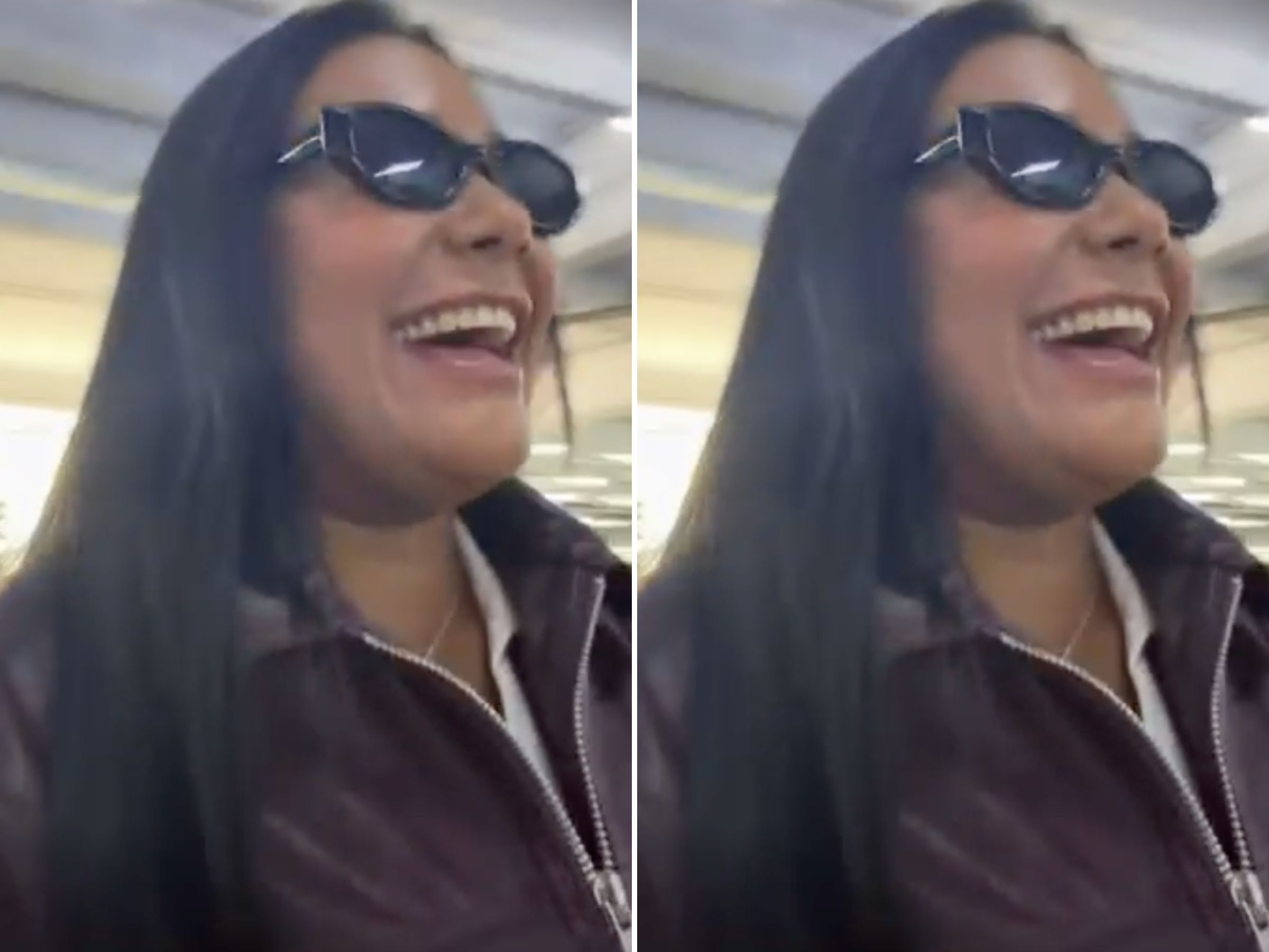 Chaiany chegando a Manaus com look vermelho associado ao Boi Garantido.