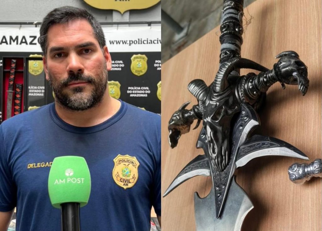 Espadas com símbolos macabros apreendidas durante operação covil do mamon em manaus