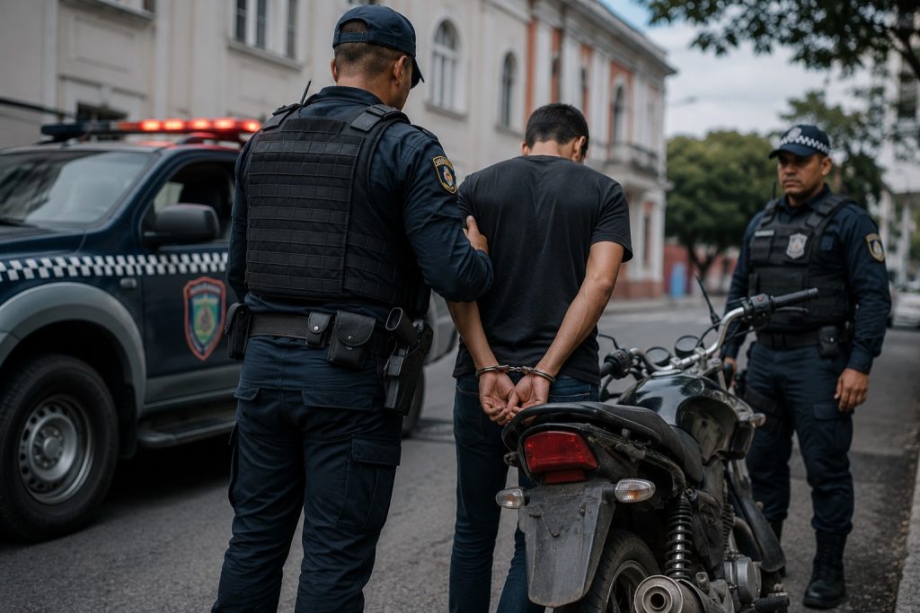 Homem preso pela Guarda Municipal de Manaus durante patrulhamento